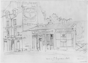 巴黎围城的专辑，Rue Saint-Jacques（笔和棕色墨水洗和铅笔在纸上） 作者 古斯塔夫·多尔（Gustave Dore）